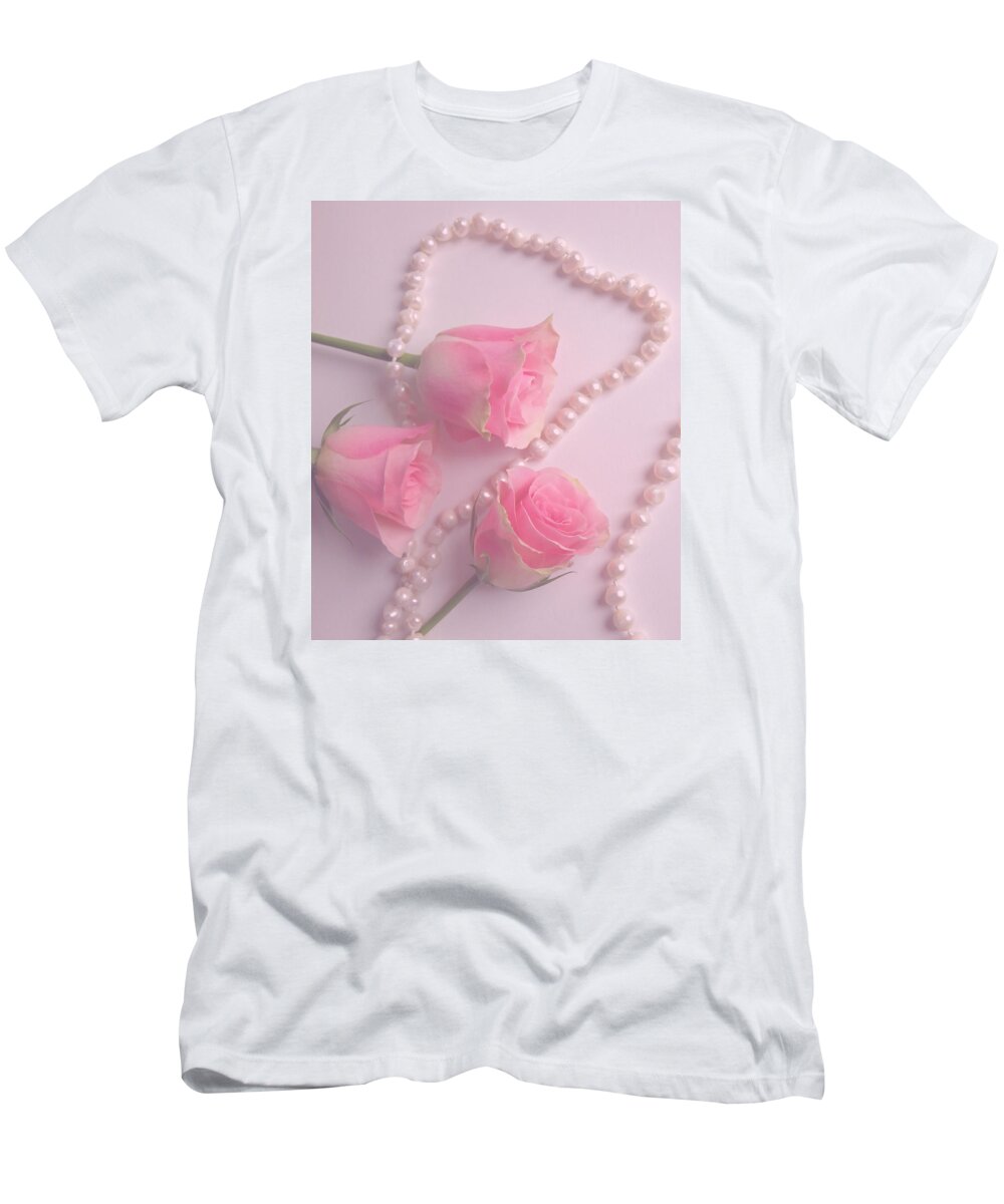 Pearl T-Shirt featuring the photograph Pearls And Roses by Johanna Hurmerinta