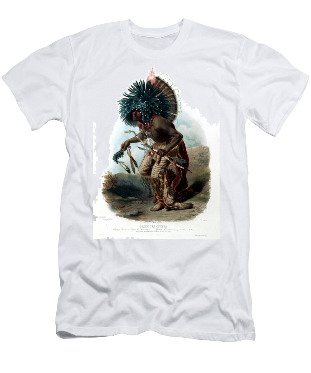 Karl Bodmer T-Shirt featuring the painting Pehriska-Ruhpa of the Dog Society of the Hidatsa tribe of Native Americans by Karl Bodmer