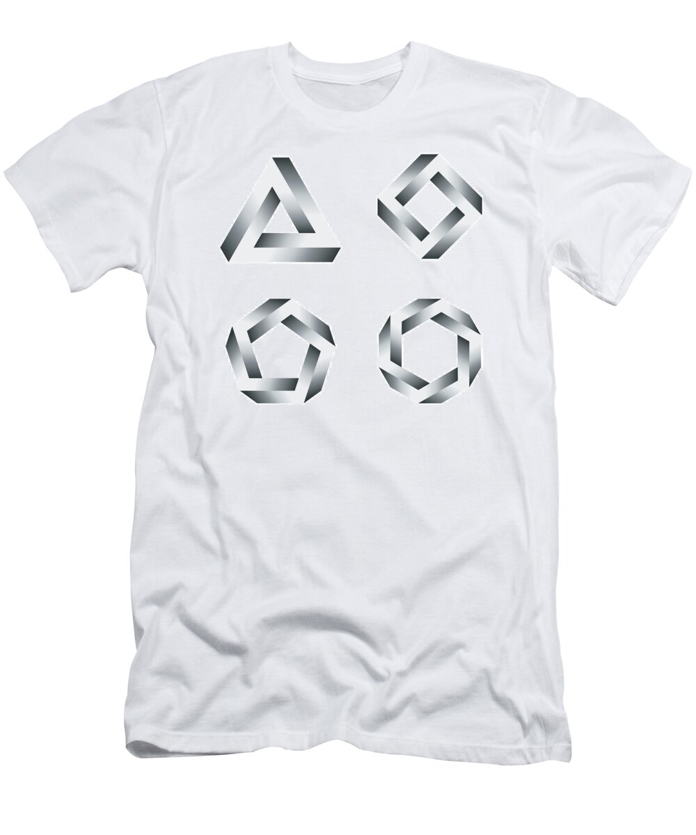 Penrose triangle and polygons with gradients T-Shirt by Peter