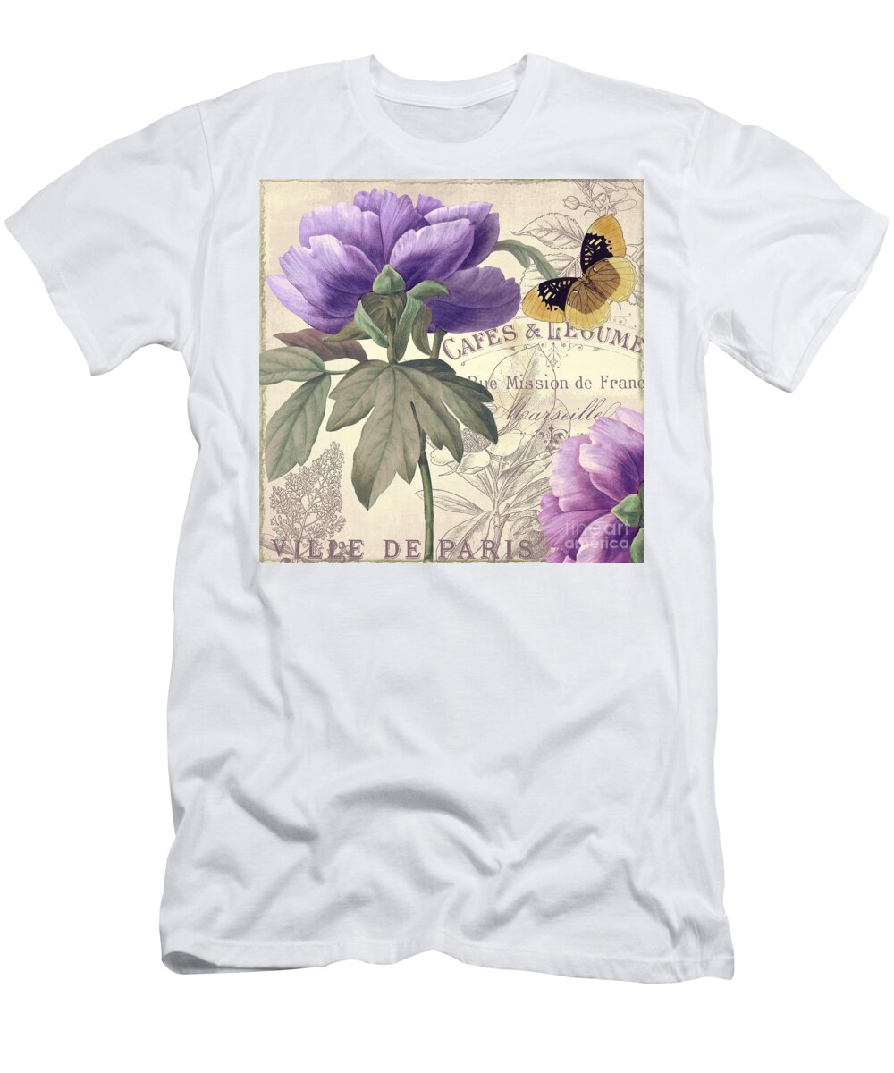Paris T-Shirt featuring the painting Petals of Paris IV by Mindy Sommers