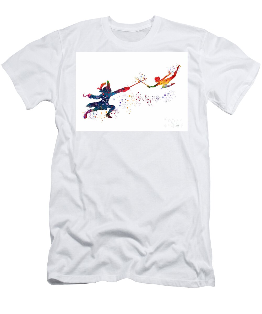 Peter Pan and Captain Hook T-Shirt by White Lotus - Pixels