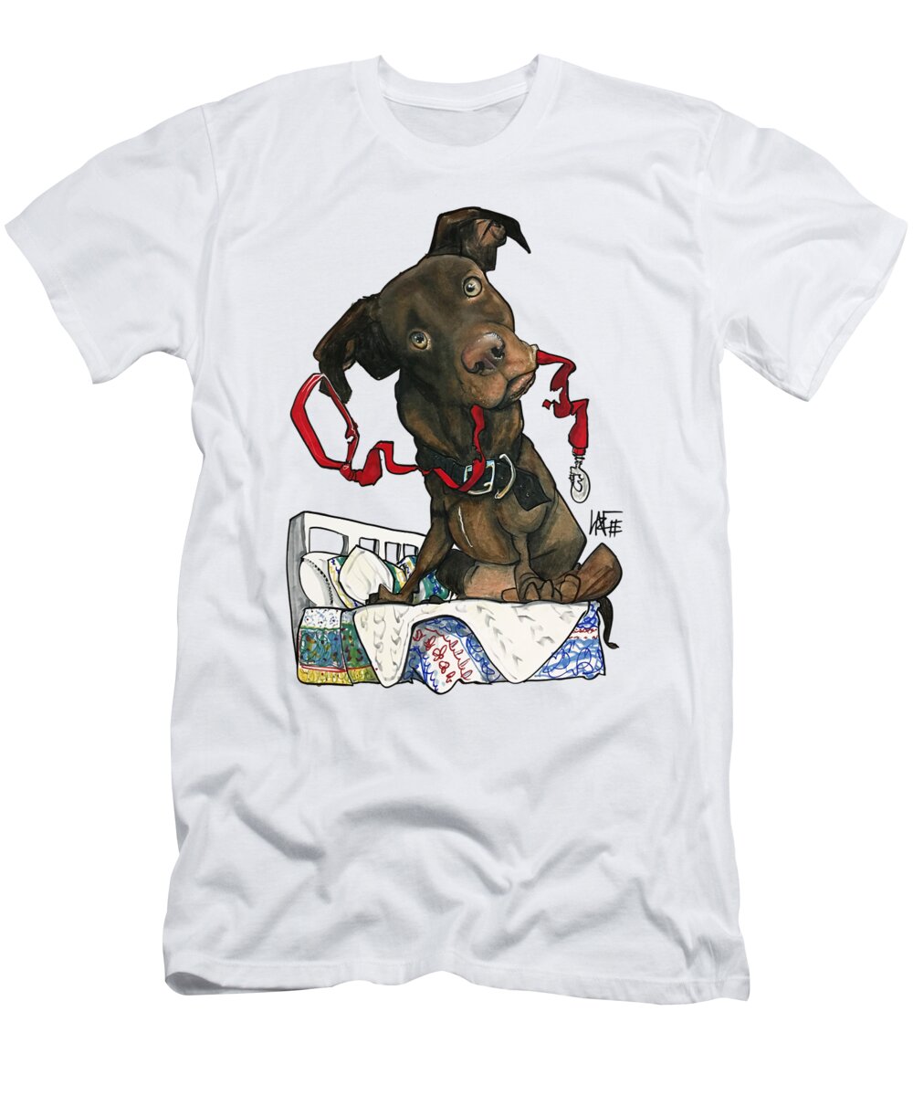 Pet Portrait T-Shirt featuring the drawing Peterson 3105 by Canine Caricatures By John LaFree