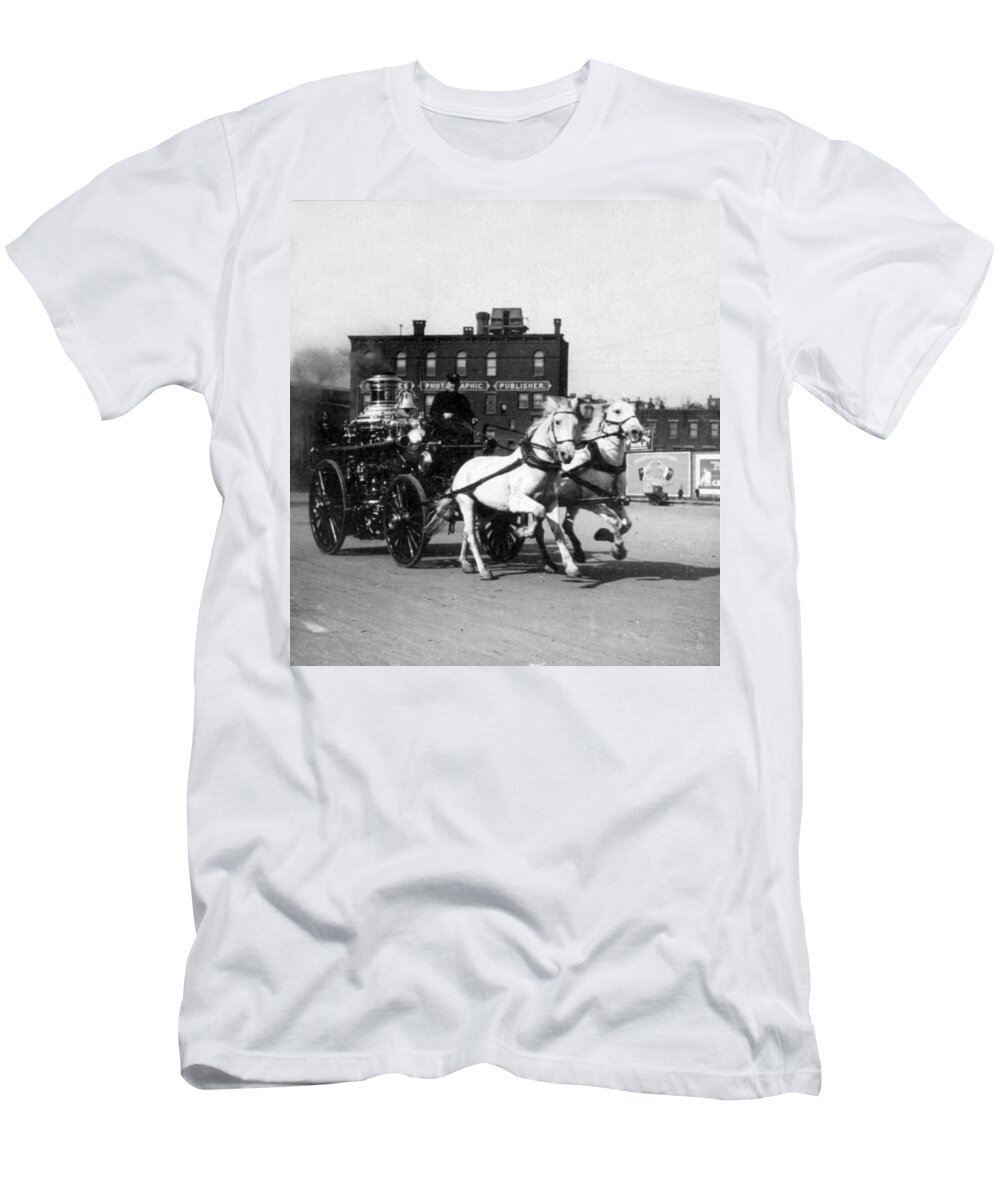fire Department T-Shirt featuring the photograph Philadelphia Fire Department Engine - c 1905 by International Images
