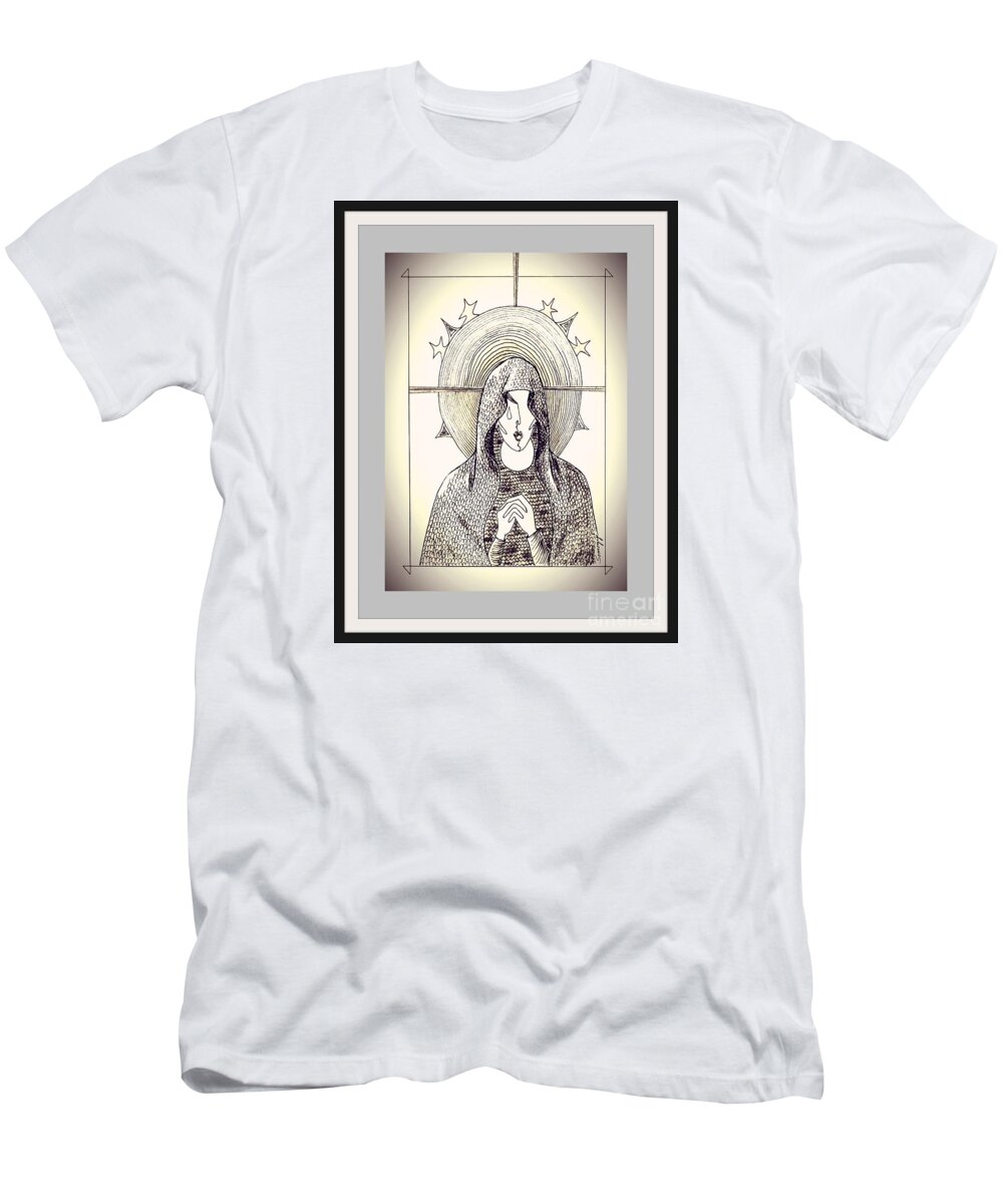 Virgin Mary T-Shirt featuring the drawing Pieta -- vintage sepia by Jayne Somogy