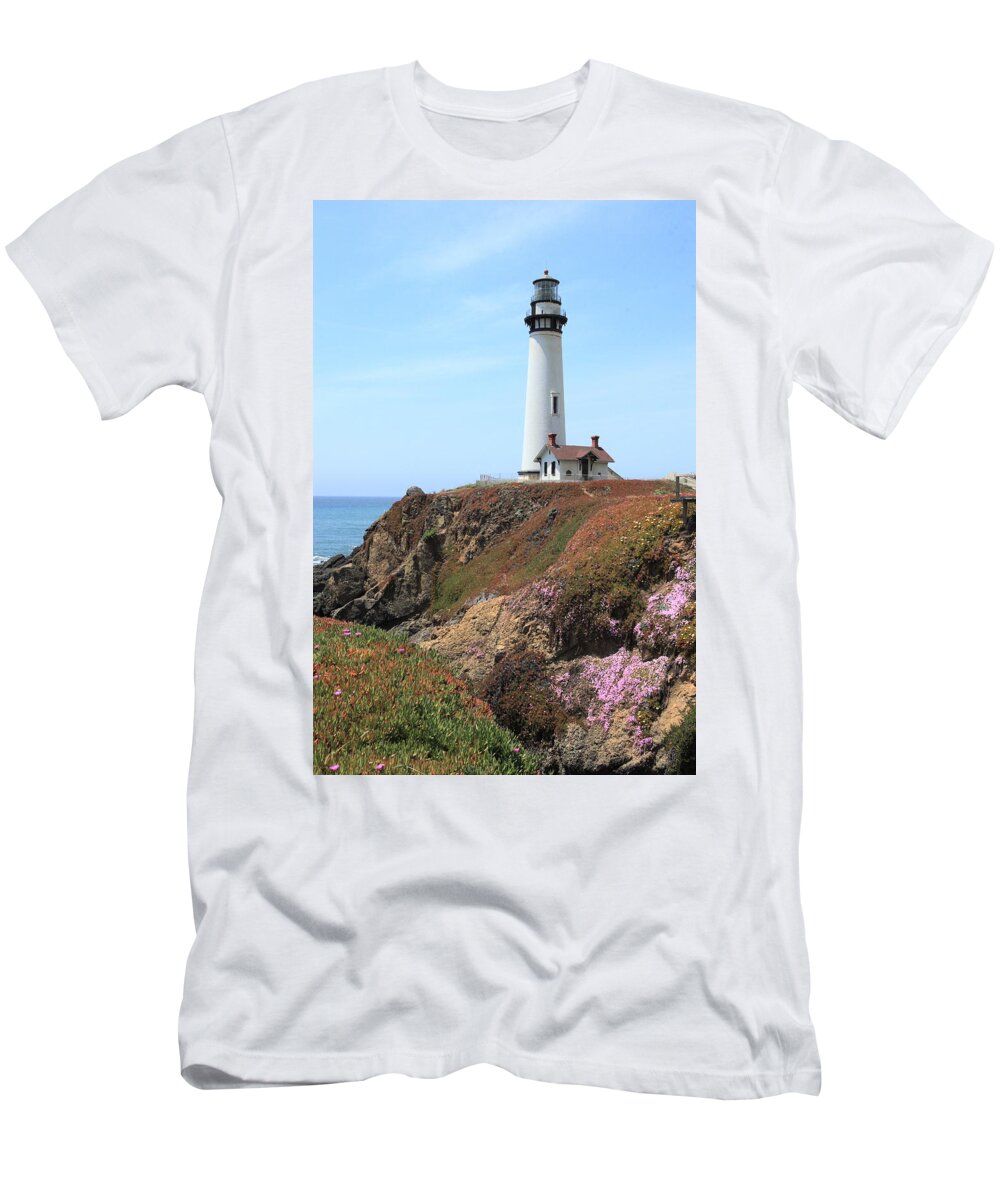 California T-Shirt featuring the photograph Pigeon Point Lighthouse 2 by Lou Ford