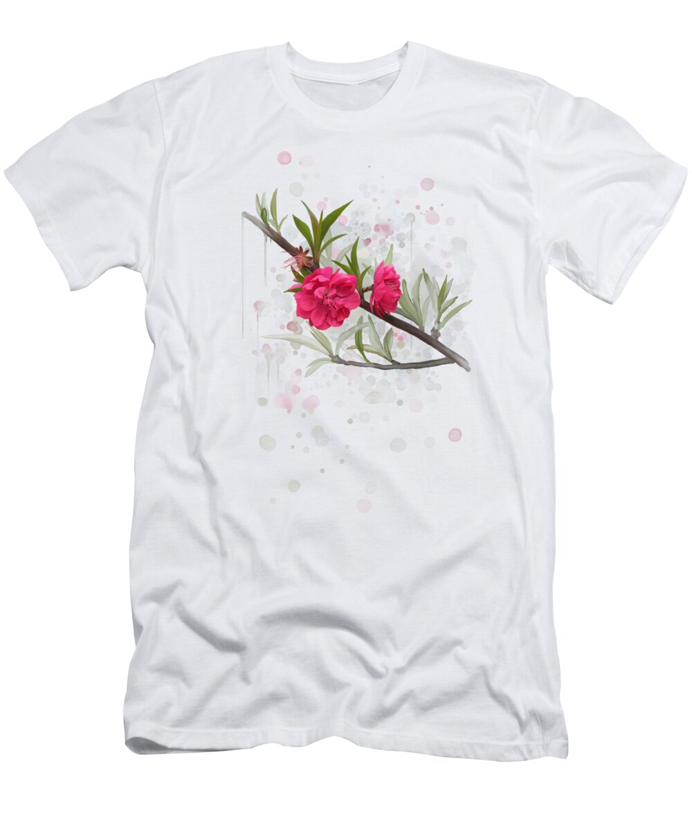 Tree T-Shirt featuring the painting Hot Pink Blossom by Ivana Westin