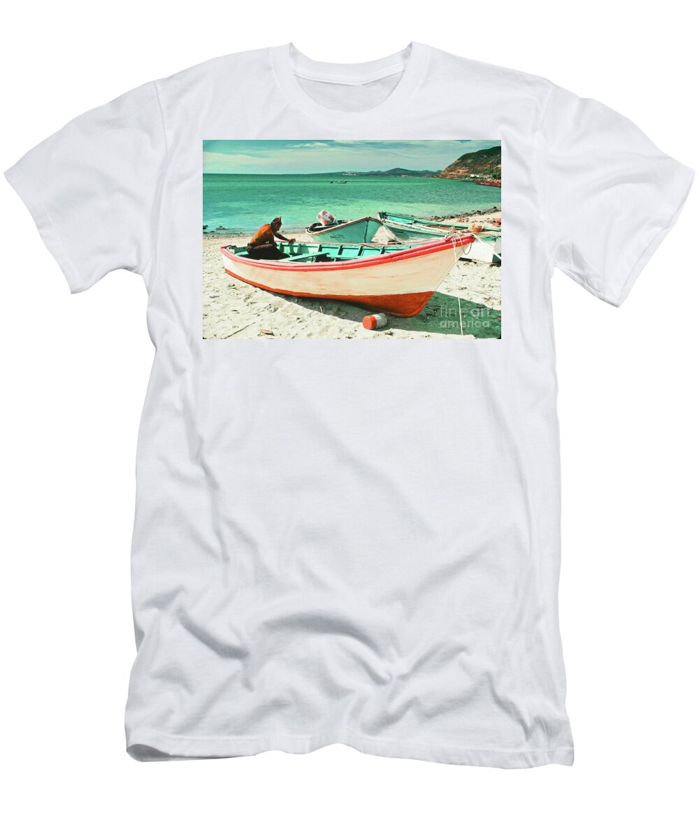 Boat T-Shirt featuring the photograph Pink Panga of La Paz, B.C.S. by Gus McCrea