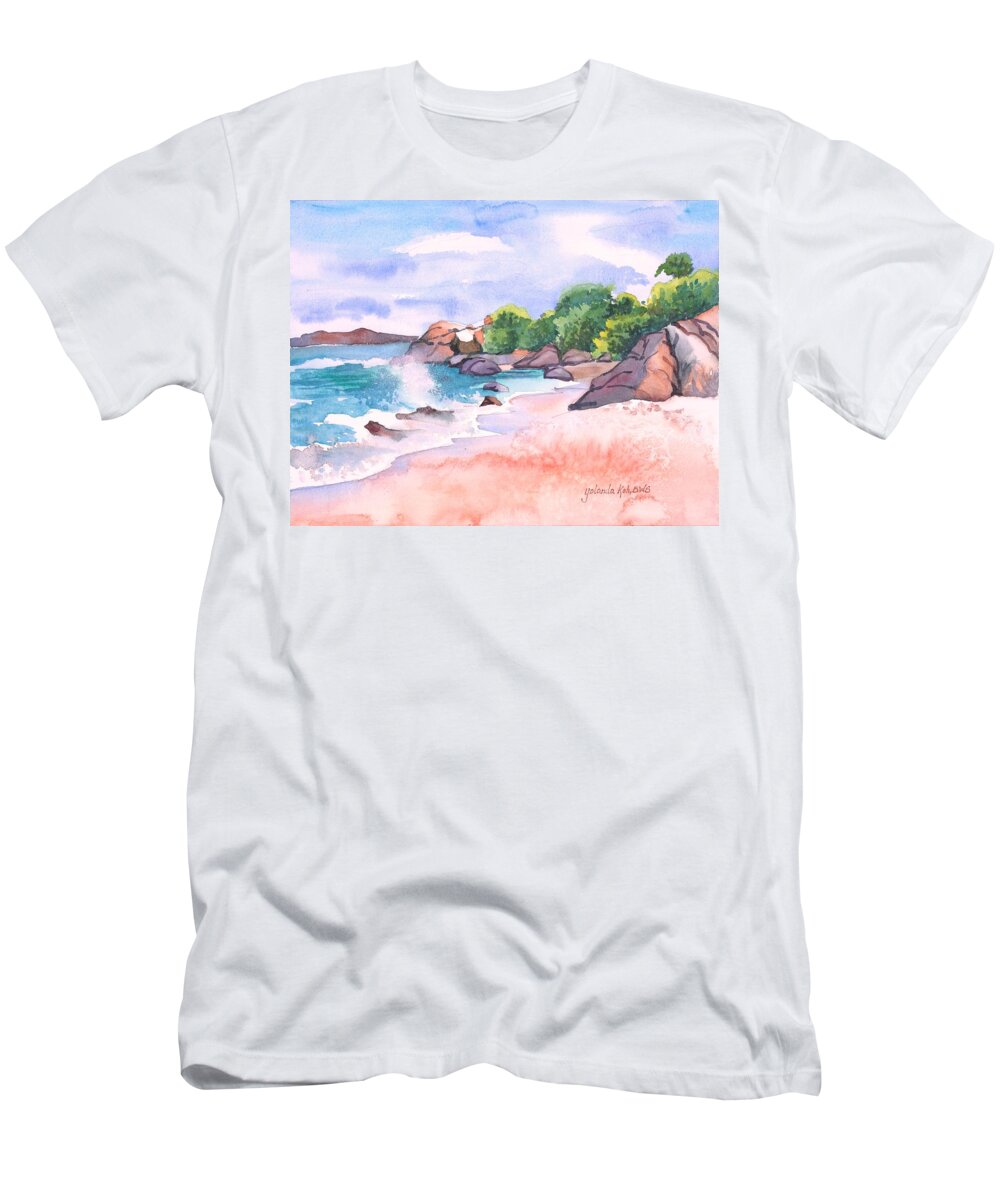Bermuda T-Shirt featuring the painting Pink Sands by Yolanda Koh