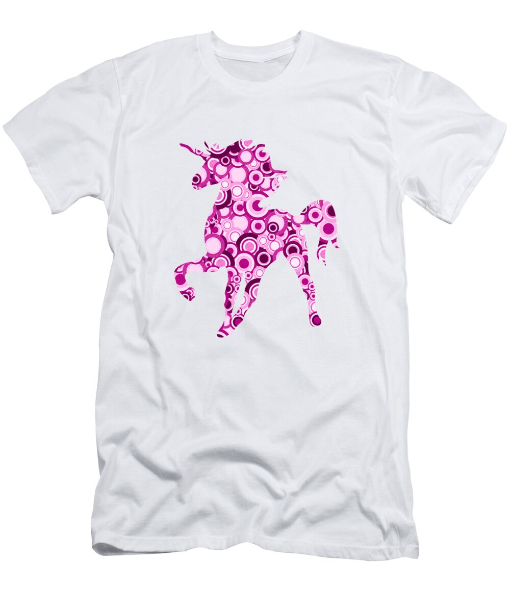 Malakhova T-Shirt featuring the mixed media Pink Unicorn - Animal Art by Anastasiya Malakhova