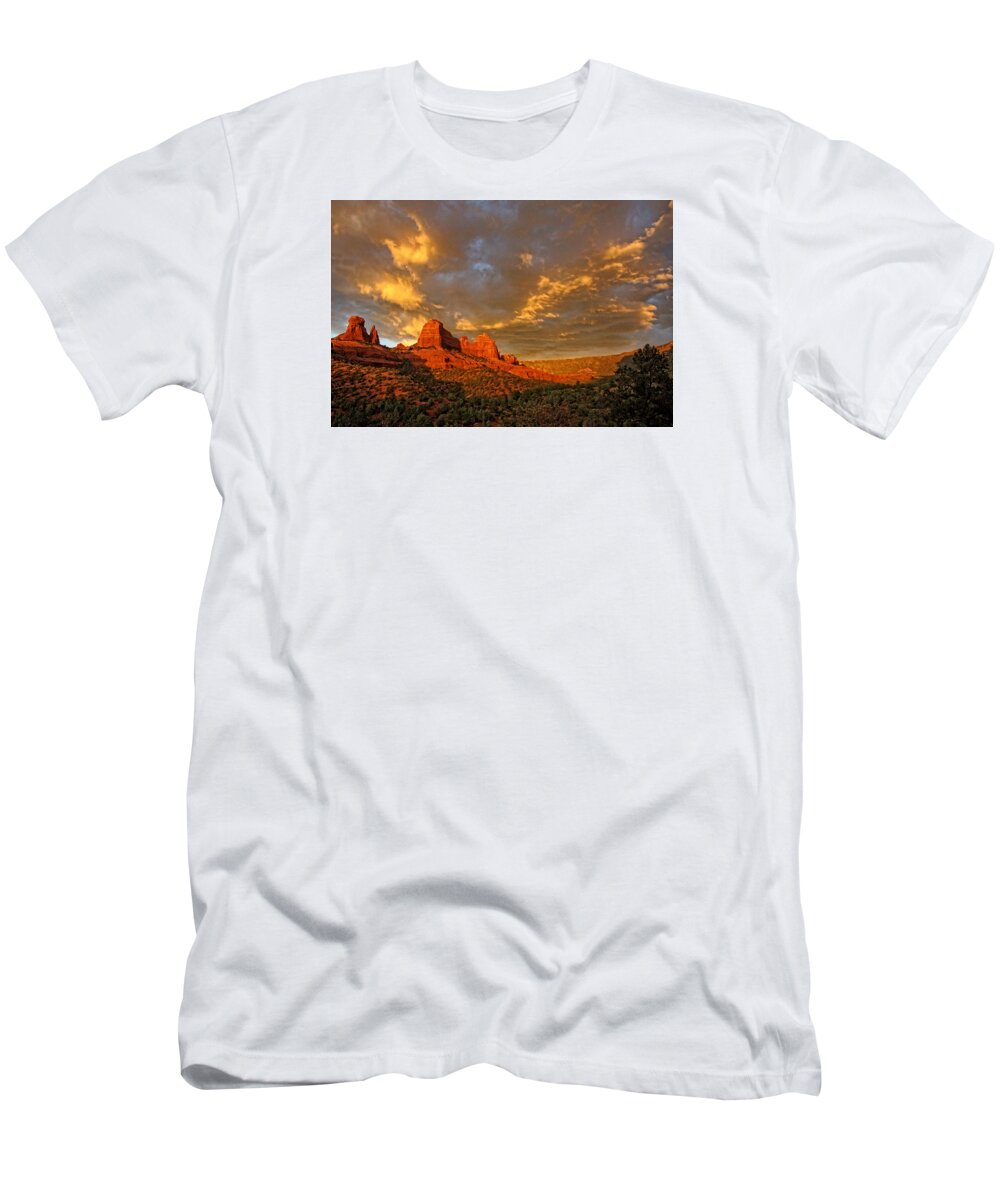 Sedona T-Shirt featuring the photograph Pinnacle of Light by Leda Robertson