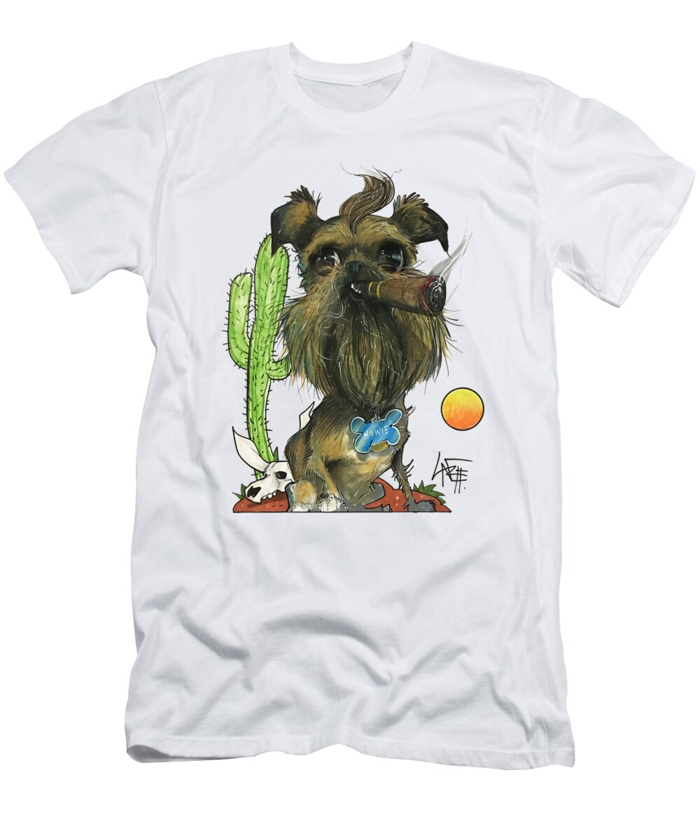 Pet Portrait T-Shirt featuring the drawing Pirkle 7-1479 by Canine Caricatures By John LaFree