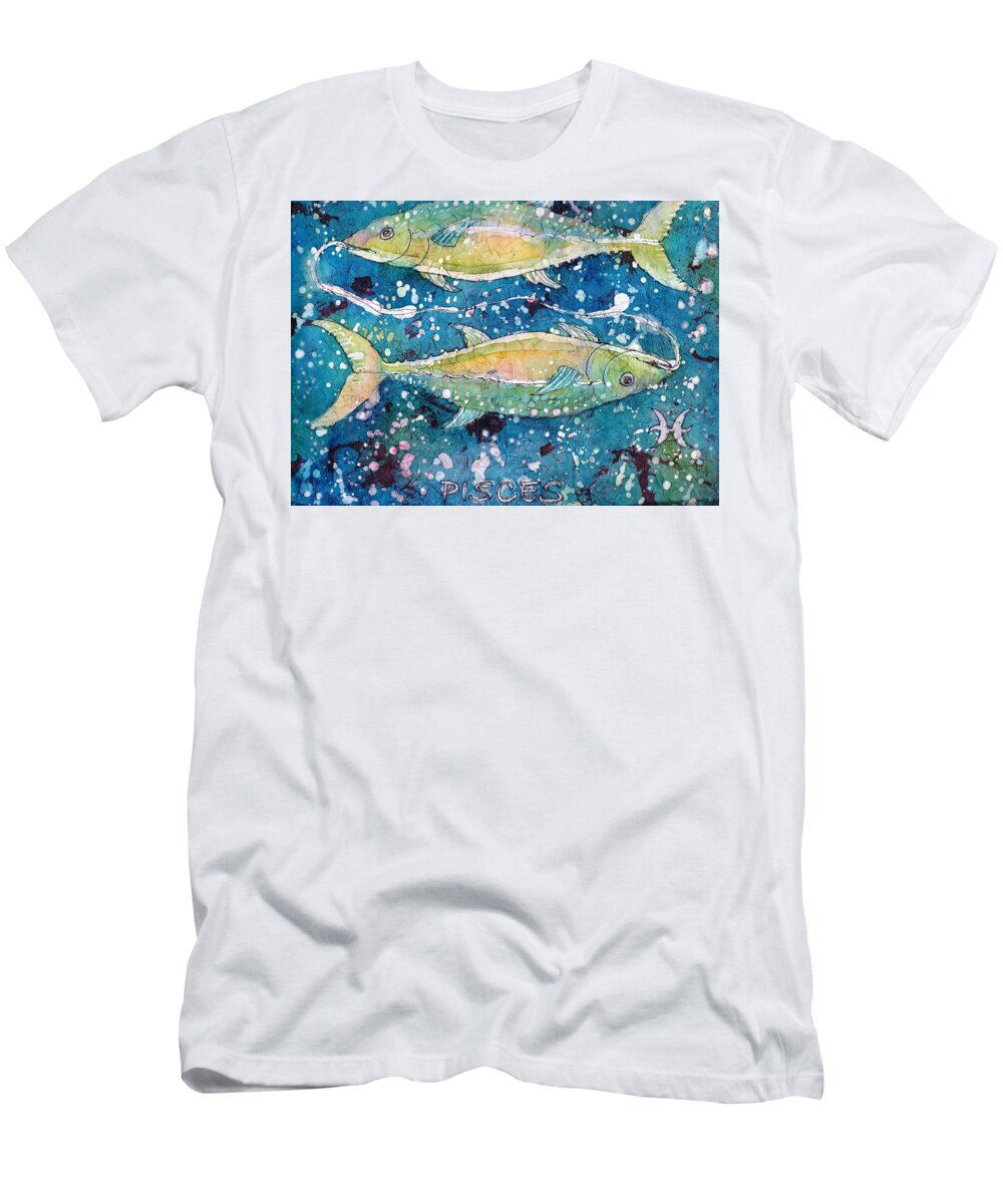 Zodiac T-Shirt featuring the painting Pisces by Ruth Kamenev