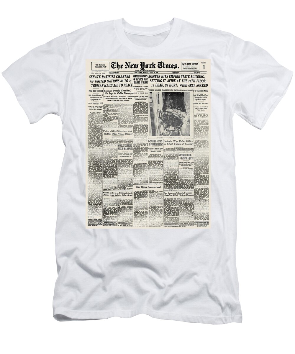 1945 T-Shirt featuring the photograph Plane Crash, 1945 by Granger