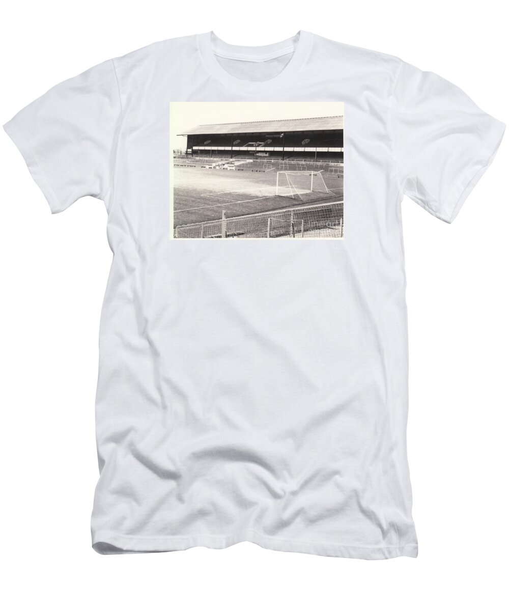  T-Shirt featuring the photograph Plymouth Argyle - Home Park - Mayflower Stand 2 - BW - 1960s by Legendary Football Grounds