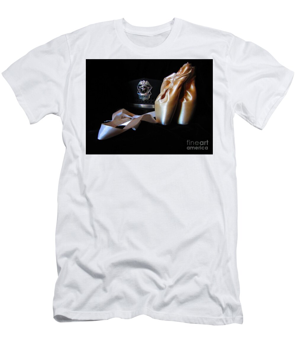 Pointe Shoes T-Shirt featuring the photograph Pointe Shoes and Police by Laurianna Taylor