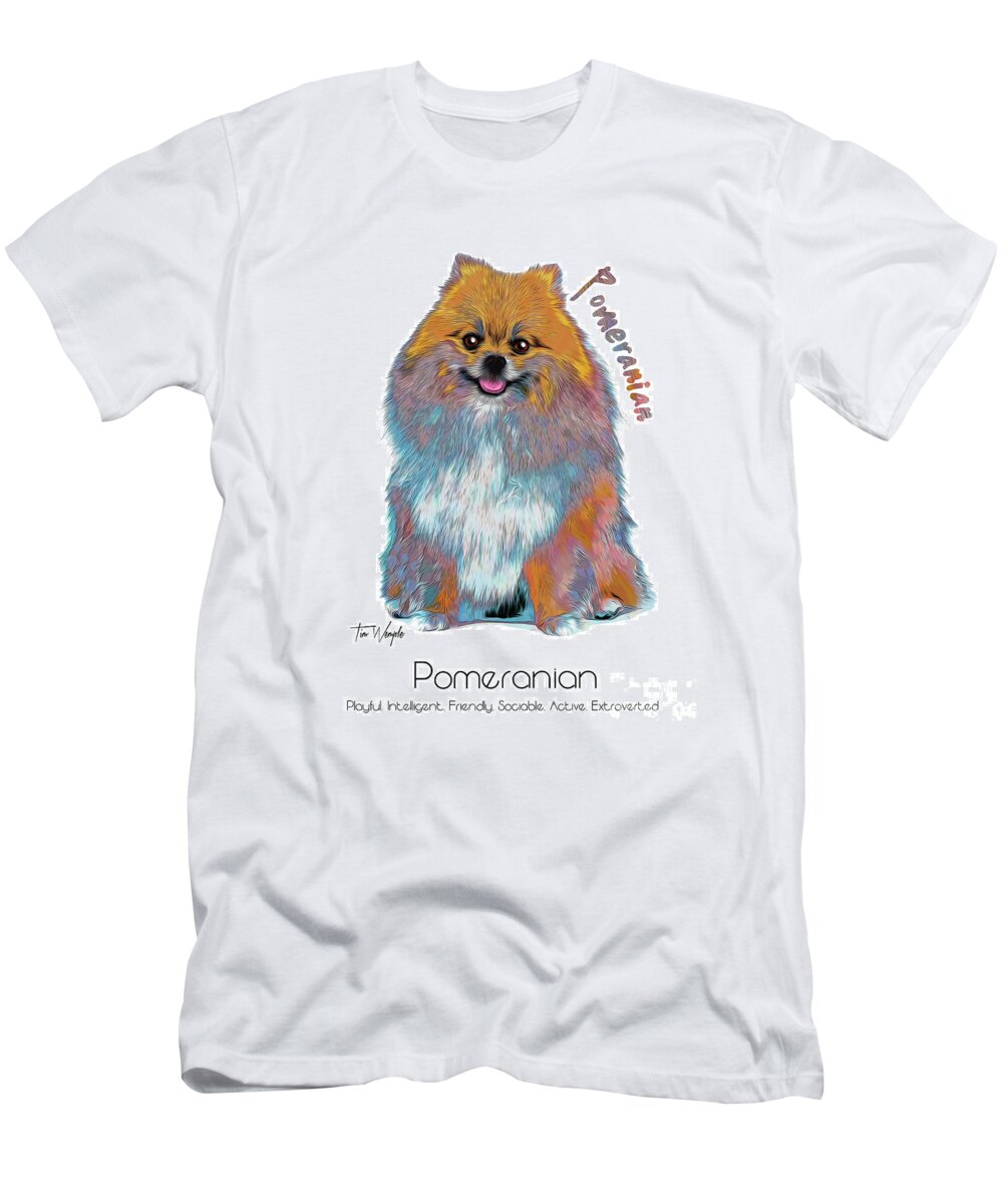 Pomeranian T-Shirt featuring the digital art Pomeranian Pop Art by Tim Wemple