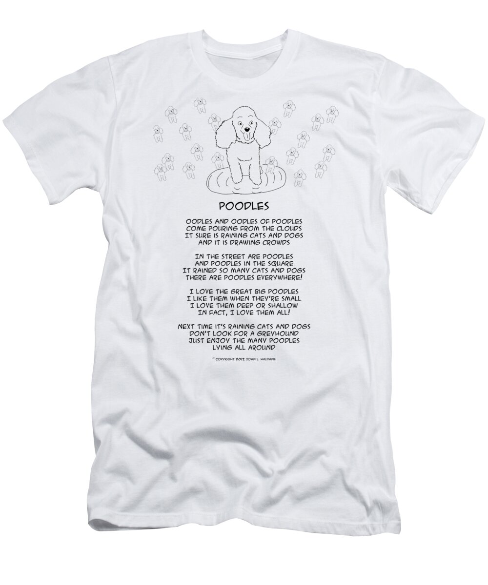 Poodles T-Shirt featuring the drawing Poodles by John Haldane