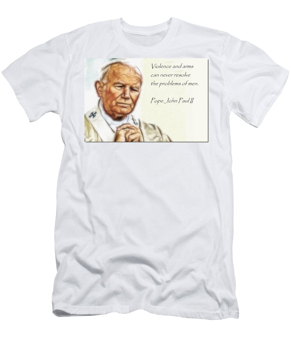 Pope T-Shirt featuring the digital art Pope John Paul II  by Maciek Froncisz