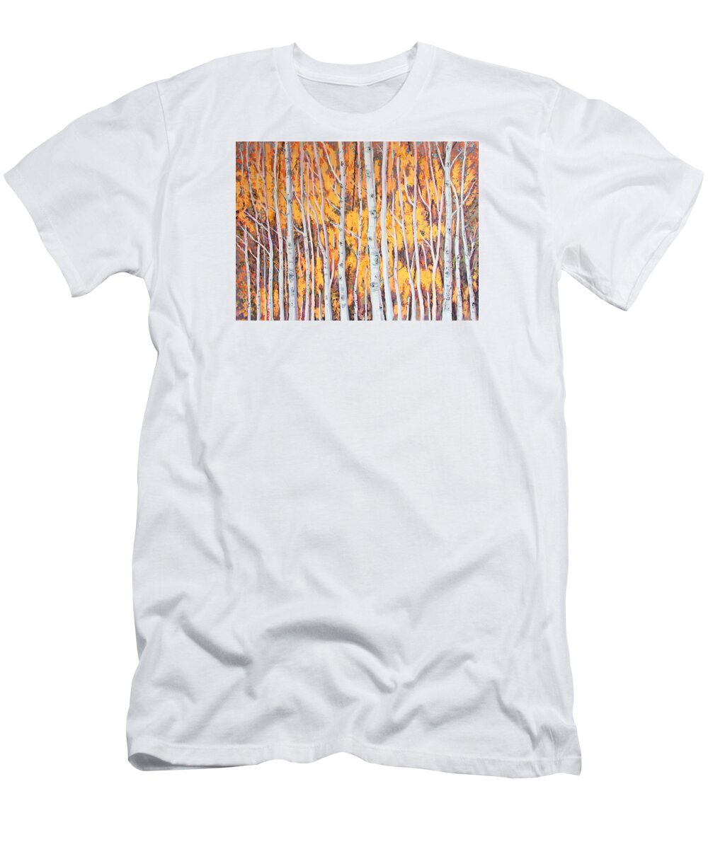 Landscape T-Shirt featuring the painting Poplar Forest by Lynne Haines