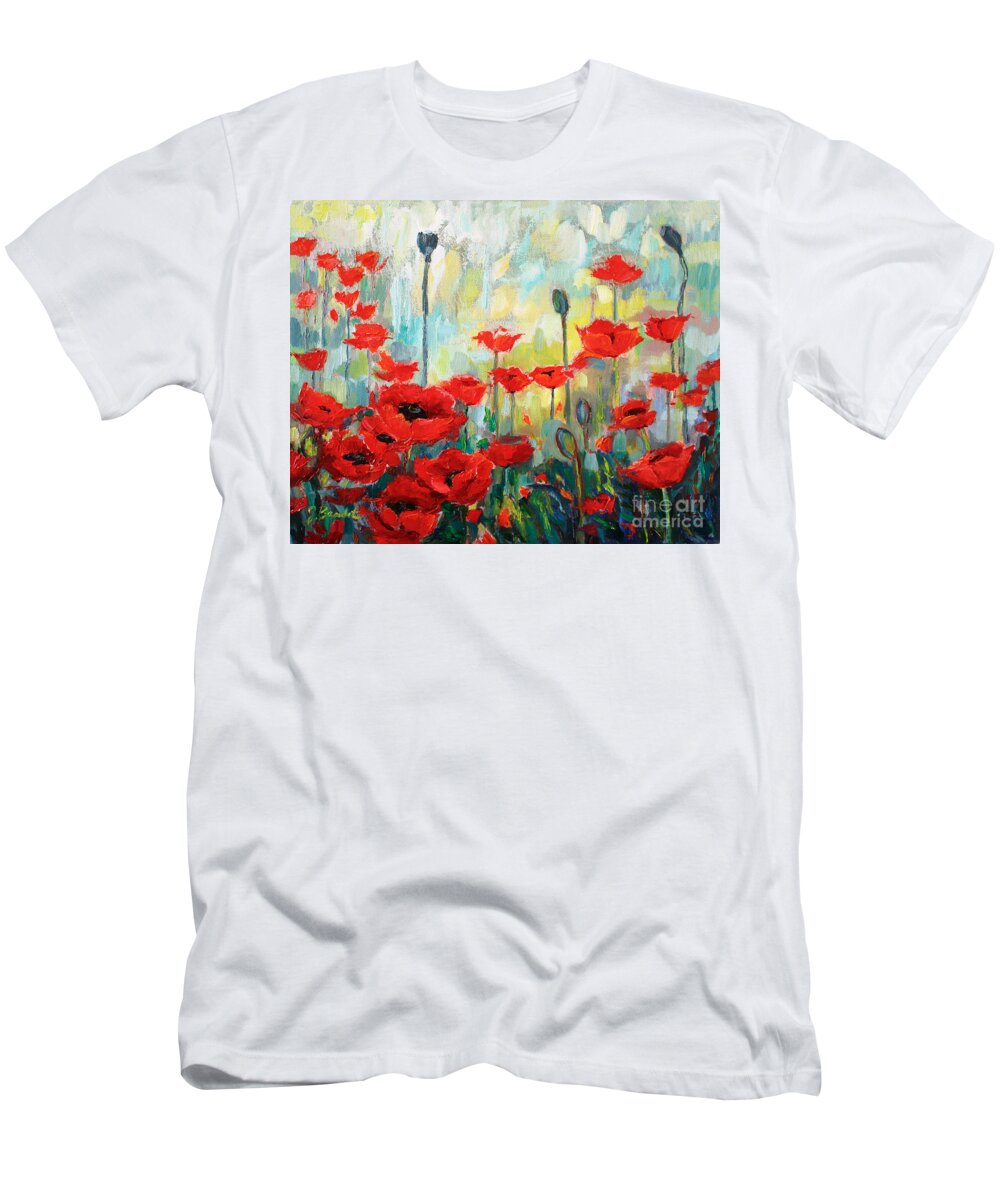 Floral T-Shirt featuring the painting Poppies in Bloom by Jennifer Beaudet