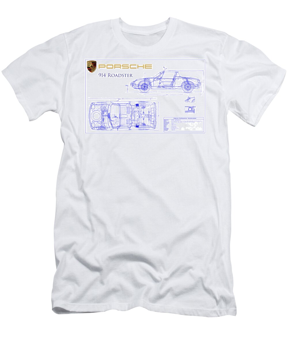 Porsche 914 Blueprint T-Shirt featuring the photograph Porsche 914 Blueprint by Jon Neidert