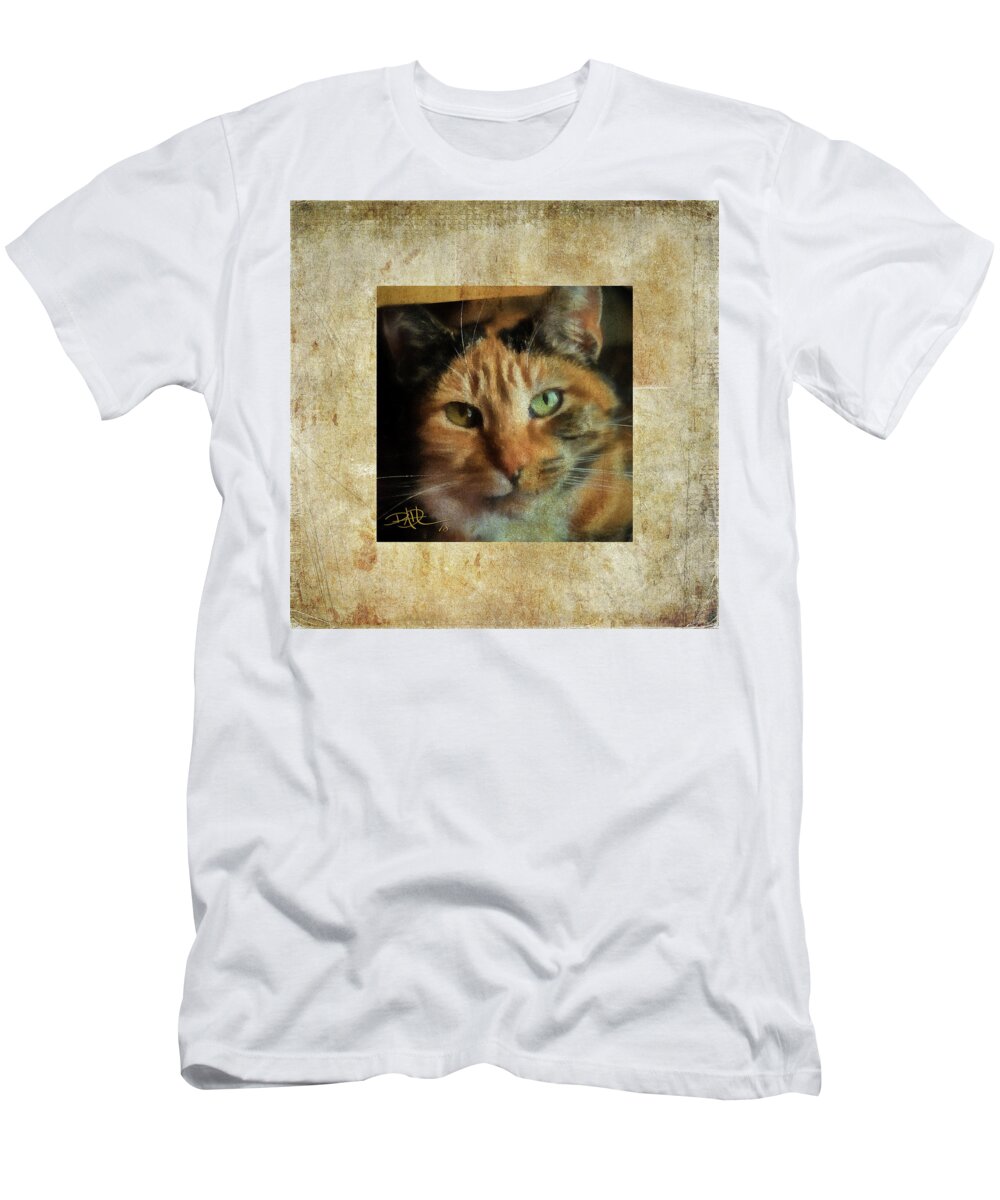 Texture T-Shirt featuring the digital art Portrait of a cat by Ricardo Dominguez