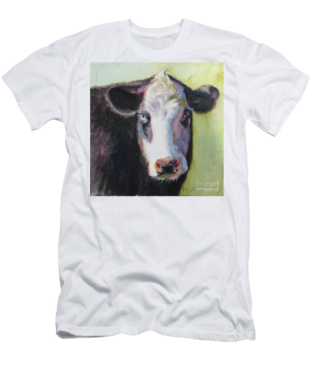 Cow Portrait T-Shirt featuring the painting Portrait of a Cow by Terri Meyer