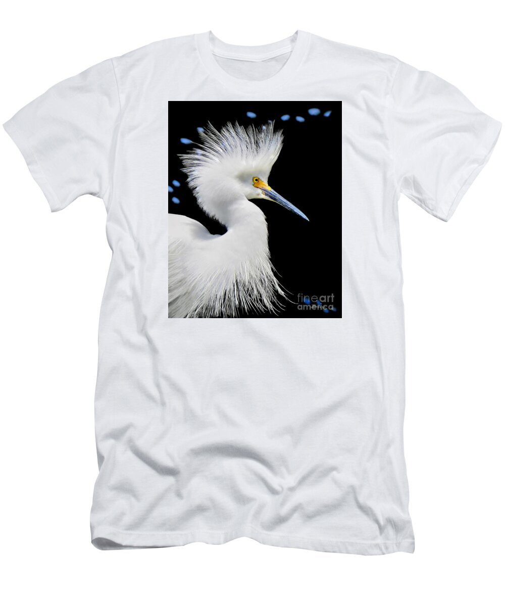 Snowy White T-Shirt featuring the photograph Portrait of a Snowy White Egret by Jennie Breeze