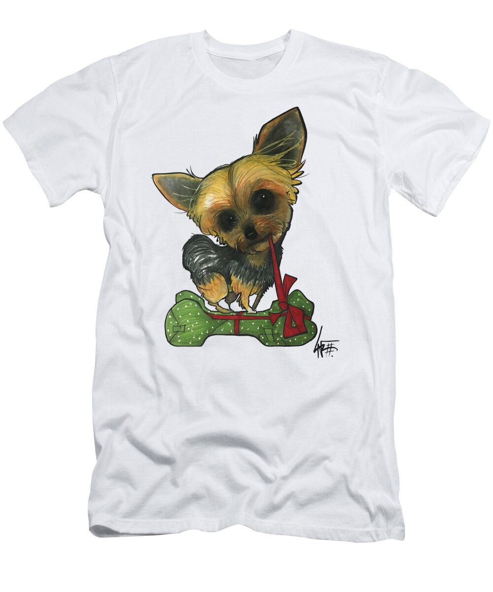Pet Portrait T-Shirt featuring the drawing Poston 3357 2 by Canine Caricatures By John LaFree