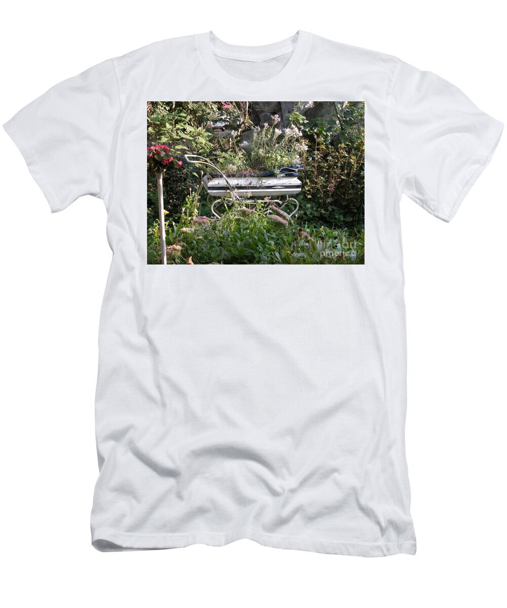 Prams T-Shirt featuring the photograph Pram in Garden by Jim Goodman