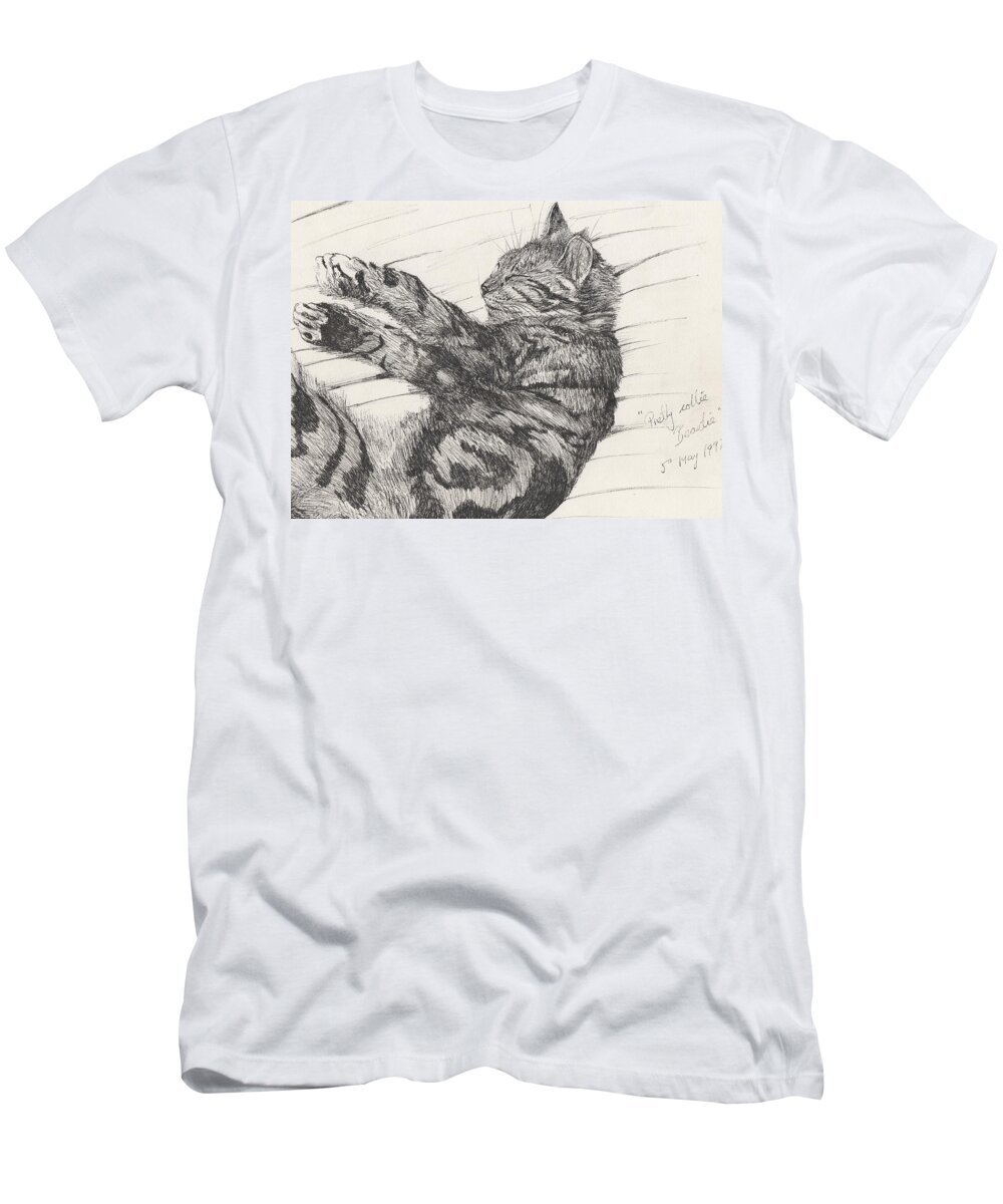 Cat T-Shirt featuring the drawing Pretty collie beastie by Vincent Alexander Booth