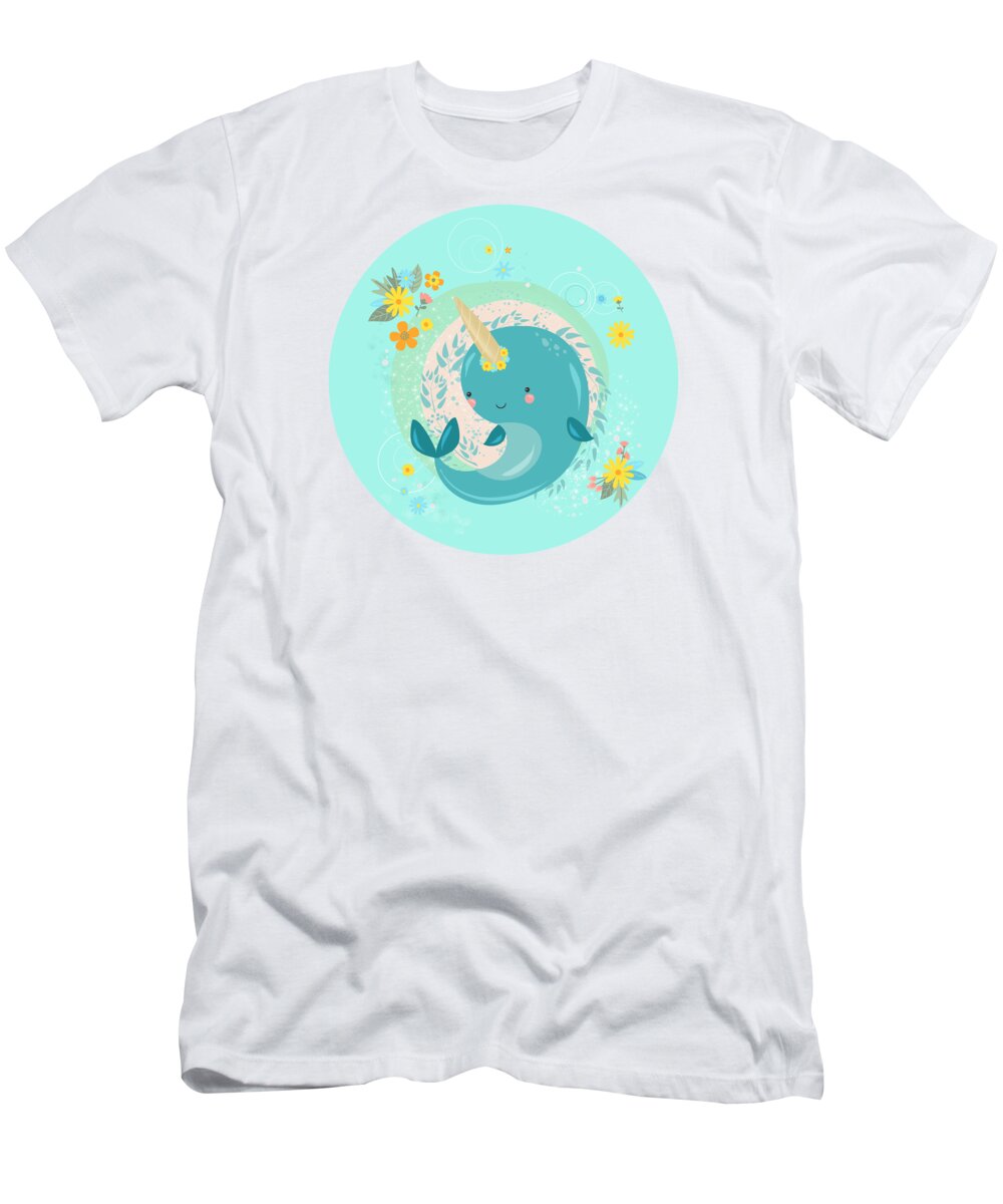 Painting T-Shirt featuring the painting Pretty Princess Narwhal by Little Bunny Sunshine