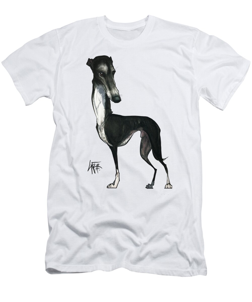 Greyhound T-Shirt featuring the drawing Price 3822 by Canine Caricatures By John LaFree