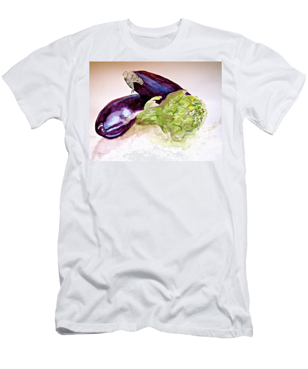 Eggplant T-Shirt featuring the painting Prickly and Voluptuous by Beverley Harper Tinsley