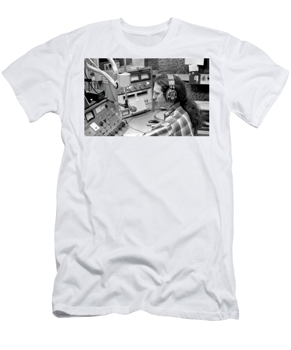 Wbru T-Shirt featuring the photograph Progressive Rock Disc Jockey, 1975 by Jeremy Butler