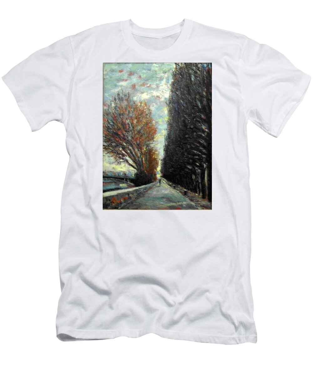 Landscape T-Shirt featuring the painting Promenade by Walter Casaravilla