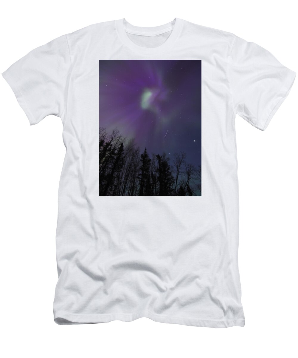 Aurora Borealis T-Shirt featuring the photograph Purple Corona by Ian Johnson