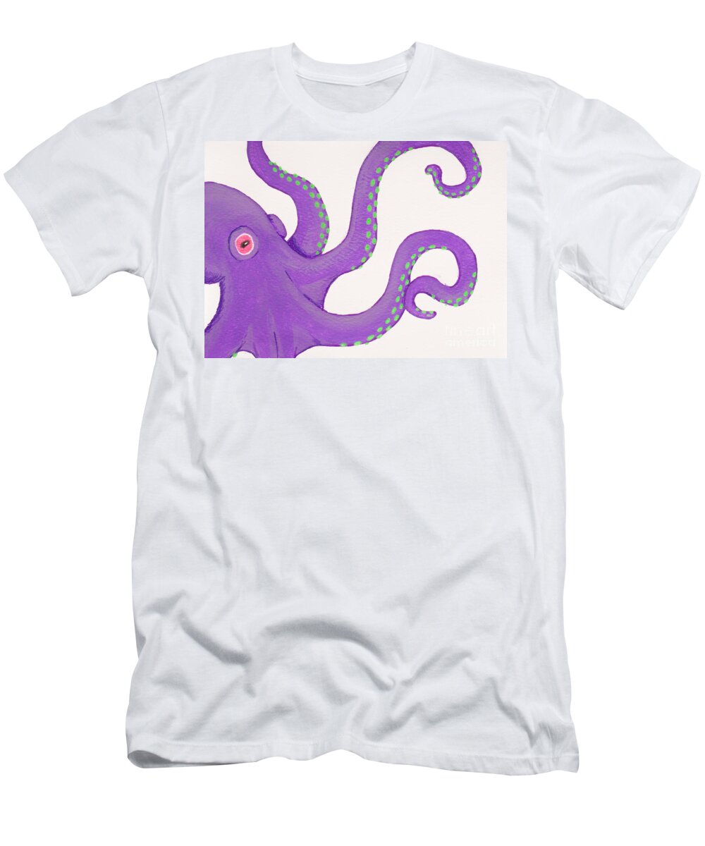 Octopus T-Shirt featuring the painting Purple octopus by Stefanie Forck