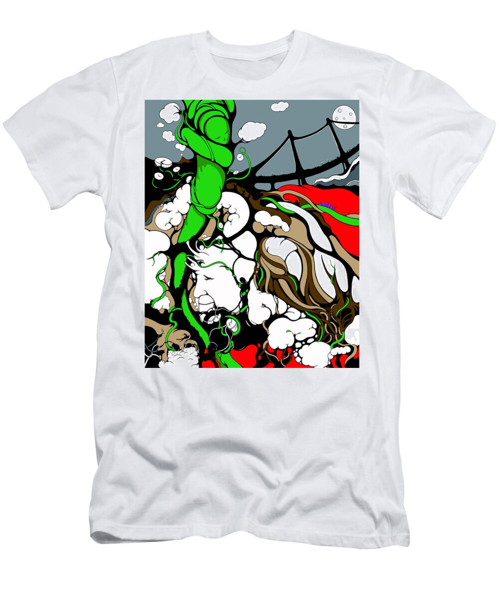 Modern Art T-Shirt featuring the drawing QUAD Peace Planted 4 VINES by Craig Tilley