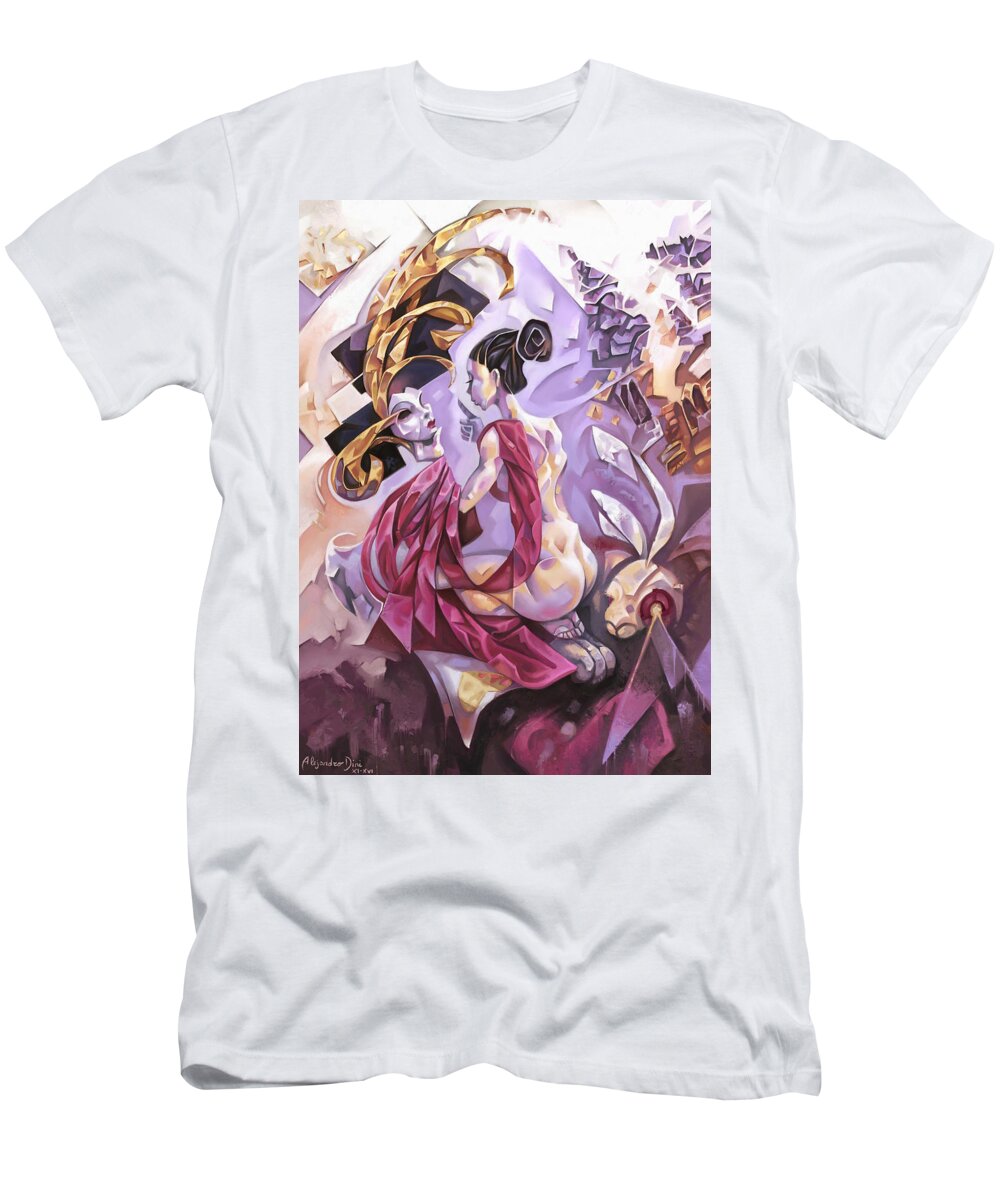 Lady T-Shirt featuring the digital art Queen of Hearts by Alejandro Dini