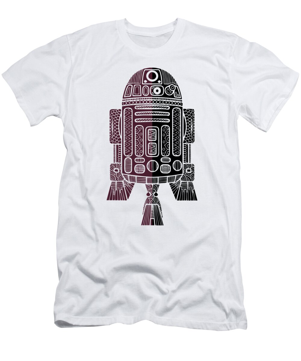R2d2 T-Shirt featuring the mixed media R2D2 - Star Wars Art - Purple by Studio Grafiikka