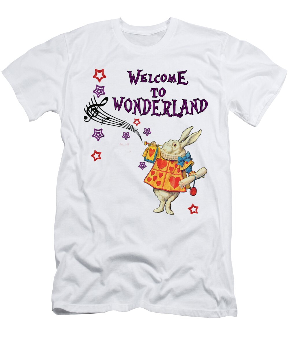 Unfavorable Waste crew Rabbit Welcome To .. Alice In Wonderland T-Shirt by Anna W - Pixels