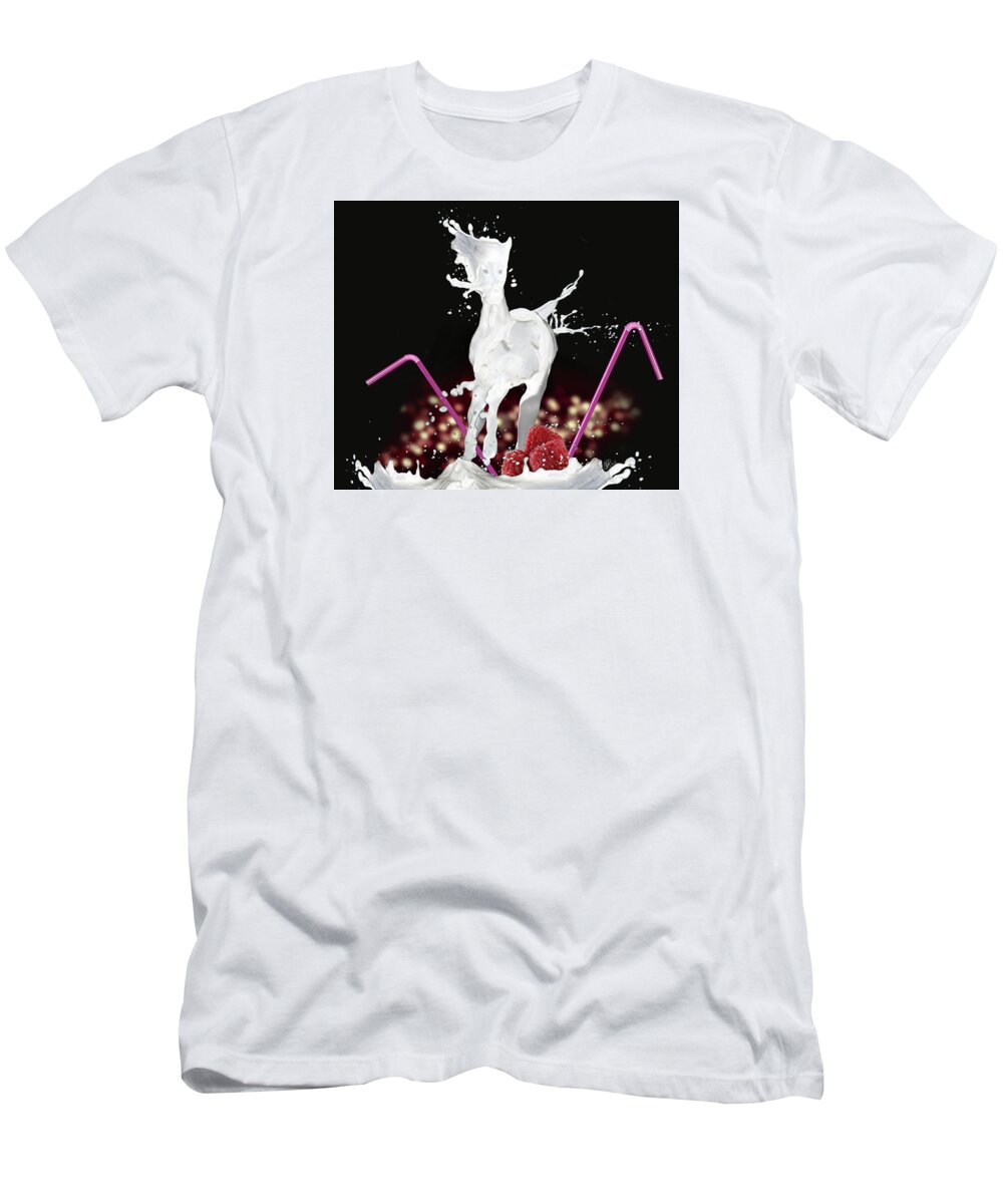 Equine T-Shirt featuring the digital art Raspberry coctail and a horse by Kate Black