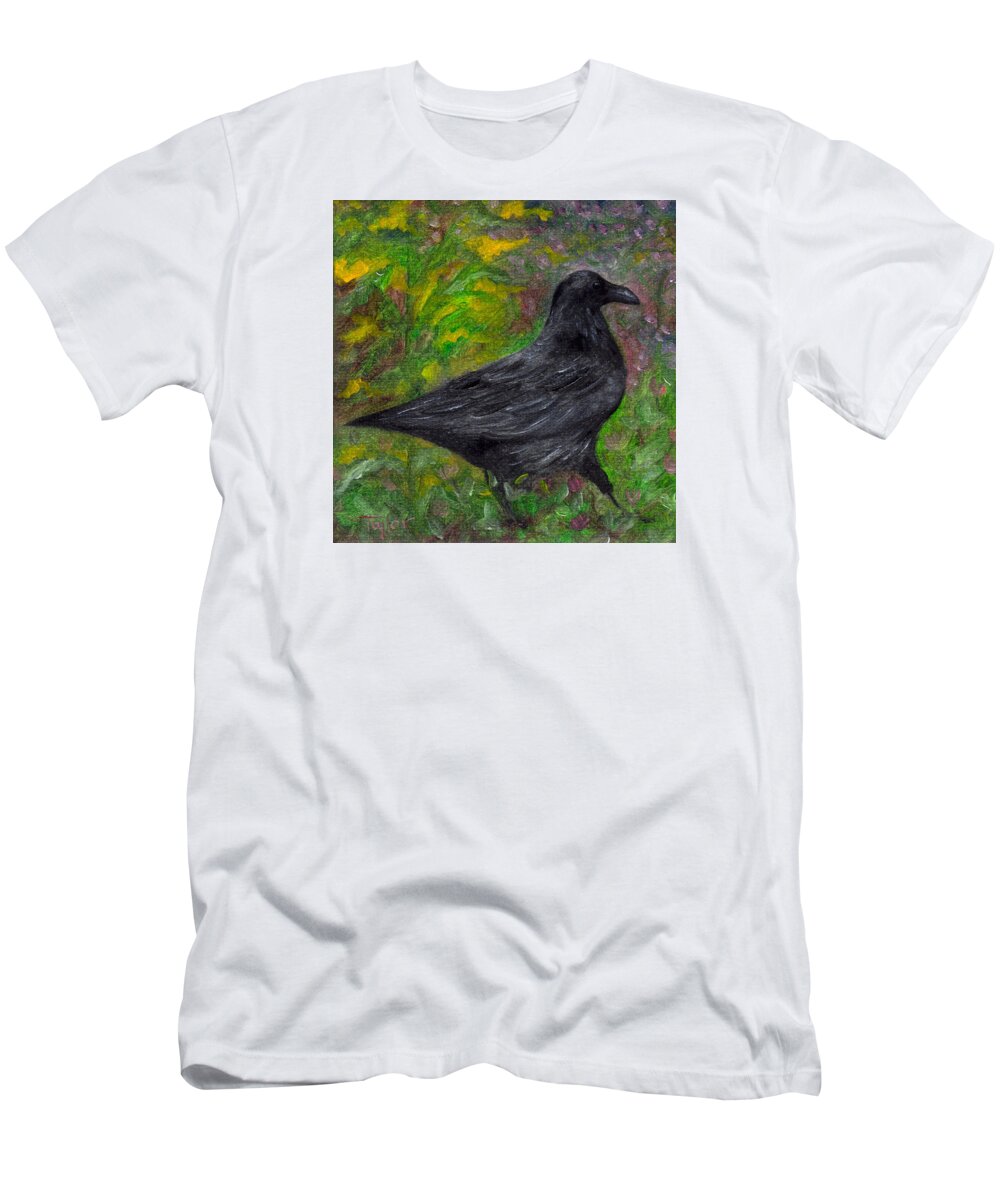 Birds T-Shirt featuring the painting Raven in Goldenrod by FT McKinstry