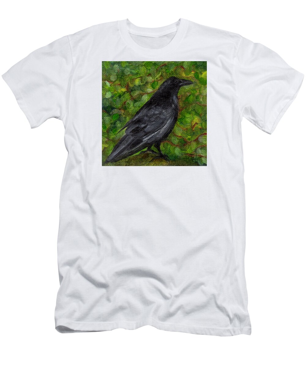 Birds T-Shirt featuring the painting Raven in Wirevine by FT McKinstry