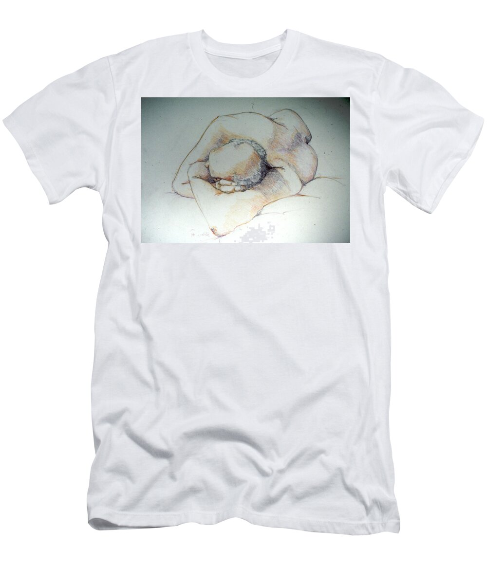 Full Body T-Shirt featuring the painting Reclining Study 3 by Barbara Pease