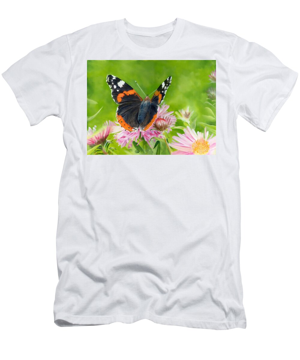 Red Admiral T-Shirt featuring the painting Red Admiral by John Neeve