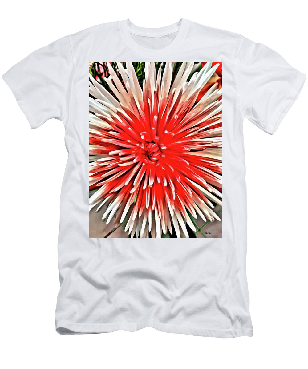 Red T-Shirt featuring the painting Red Burst by Marian Lonzetta