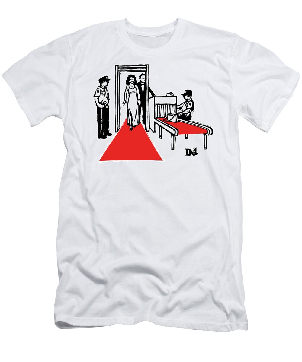 Security T-Shirt featuring the drawing Red Carpet Security by Drew Dernavich