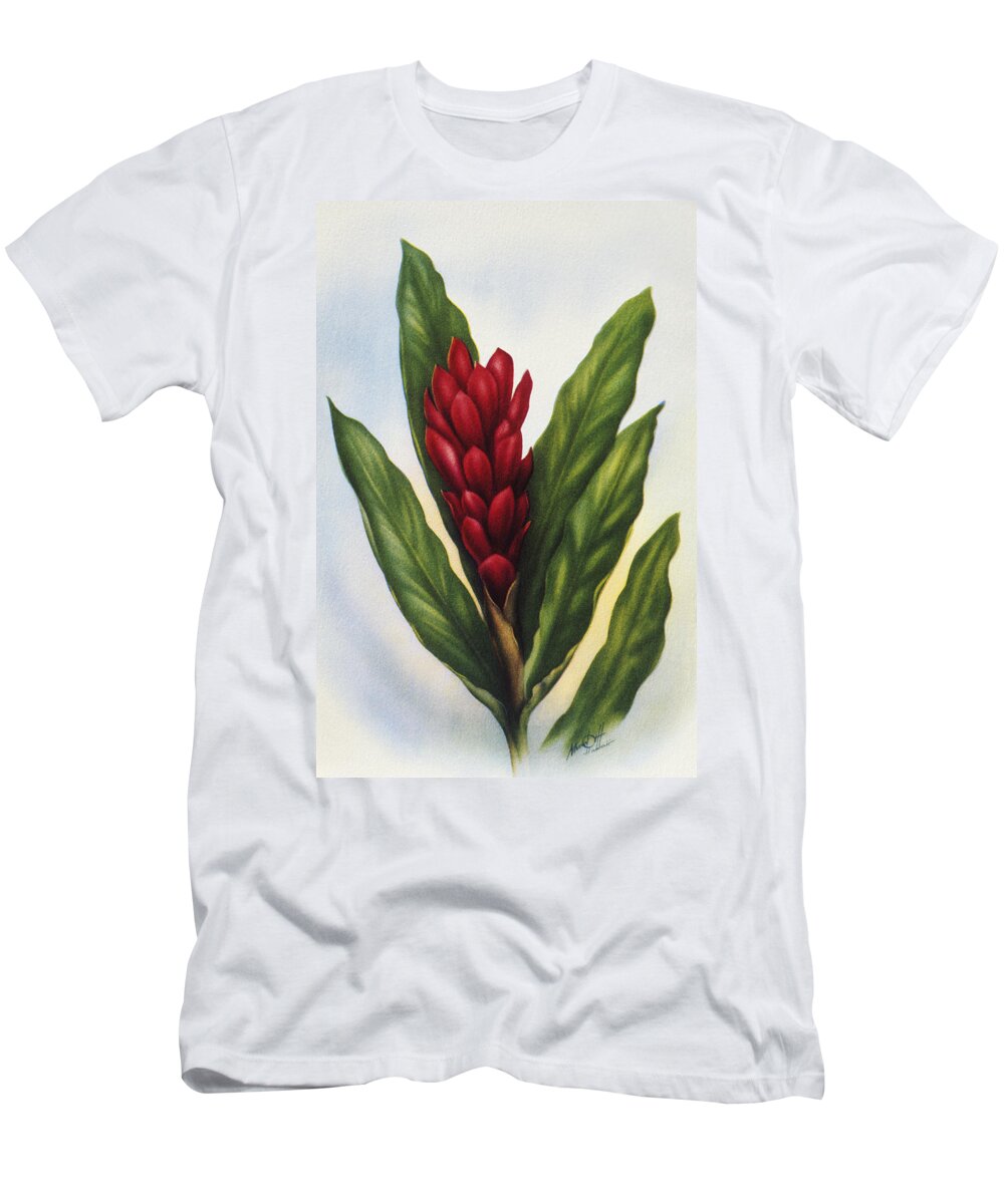 1940 T-Shirt featuring the painting Red Ginger by Hawaiian Legacy Archive - Printscapes